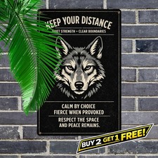 Wolf Inspirational Rustic Cabin Decor 8x12 Metal Sign Wilderness Art picture