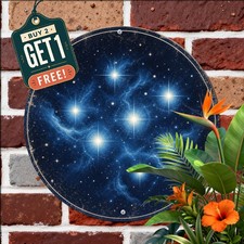 Seven Sisters Constellation Pleiades Starry Night Round Metal Tin Sign Plaque picture