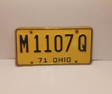 Vintage Ohio 71 Yellow Metal Embossed License Plate M1107Q picture