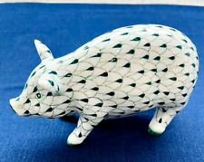 Hand Painted Porcelain Green/White Fishnet Pig Andrea by Sadek Decor Figurine 6