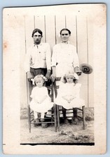 1910-20's RPPC POUTING LITTLE GIRLS FAMILY HONEYCOMB FAN PHOTO POSTCARD*TRIMMED picture
