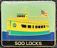 Vintage SOO LOCKS Michigan SHIP PIN Travel Souvenir 1980s 1