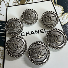 Lot of 12 CHANEL CC Logo Designer Buttons 20 mm Replacement Antique Silver picture