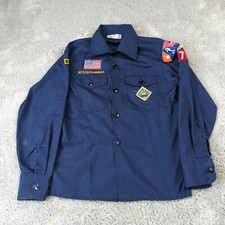 Vintage BSA Boy Scout Cub Shirt Size 12 Blue Button Up Uniform Patches Sewn picture