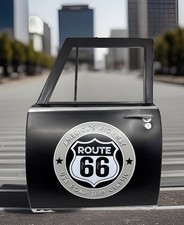 Historic Route 66 Vintage Car Door Metal Sign Americas Highway Road Trip Rare picture