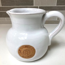 Pitcher Le Gourmet Maison White Glazed Terra Cotta 6” Vase Stoneware RARE READ picture