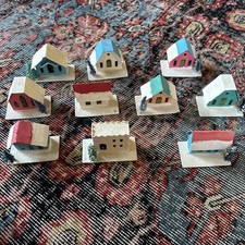 Lot Of 10 Vintage Christmas Putz Village Cardboard Houses Japan picture