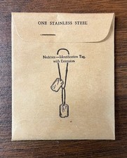 1945 Antique NOS Military Dog Tag Chain, New In Package Made In USA picture