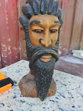 Vtg Hand Carved Wood Bob Marley Rastafarian Jamaican Man Art Statue Figure 14.5