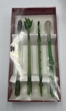 Crate & Barrel Bloody Mary Glass Swizzle Stirrer Sticks Vegetables Vtg Barware picture