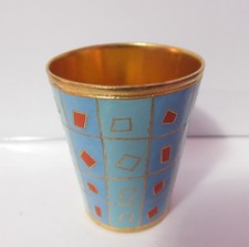 Vintage Russian Enamel Gold Plated Shot Glass picture