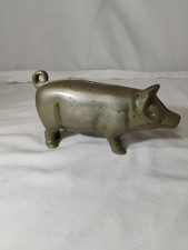 Antique Piggy Bank – Cast Iron – Early 1900s – Curled Tail Pig picture