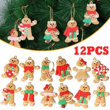 Gingerbread Man Ornaments Christmas Tree Hanging Pendant Xmas Decoration -12pcs picture