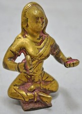 Antique Brass Goddess Parwati Idol Figurine Original Hand Crafted Fine Engraved picture