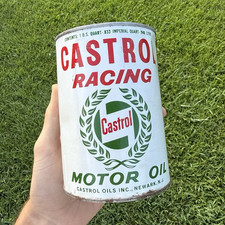 NOS Vintage 1 QT CASTROL Racing Motor Oil Tin Can Auto Gas Station Unopened picture