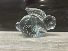 VTG CLEAR SOLID GLASS FIGURAL “BUNNY” PAPERWEIGHT - MINT B6 picture