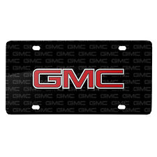 GMC Red Inlay 3D Logo on Logo Pattern Black Aluminum License Plate picture