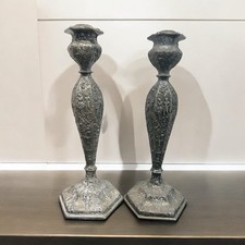 ATQ WB Mfg. Co. Weidlich Bros Candlestick 2344 Silver Plated Man Woman 12