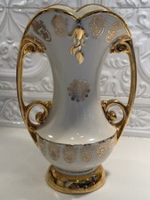 Vintage Abingdon USA Porcelain and Ceramic Vase Soft Cream with Gold accents picture