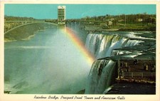 Niagara Falls Rainbow Bridge American Falls Prospect Point Tower Postcard picture