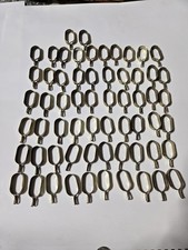 62 Vtg Solid Brass Oval Curtain Rings Pinch Clips Cafe Rod Hardware Mid Century picture