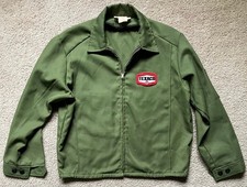 Vtg 1970's Lion Texaco Green 40R Med Gas Attendant Service Station Work Jacket picture