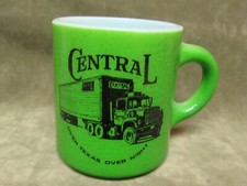 1970's Central Texas Trucking Line Platonite McKee Glass Mug green Black picture