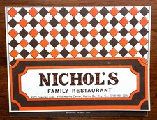Vintage 1970s Nichols Coffee Shop Diner Menu Marina Del Rey CA Checkered Pattern picture