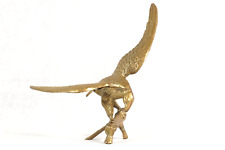 American Bald Eagle Sculpture, Vintage Cast Brass Bald Eagle 10.5