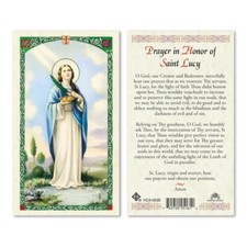 Saint Lucy Prayer in Honor of Patron of the Blind Laminated Prayer Card picture