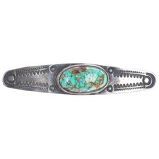 c1930's Navajo ingot/sterling silver red spiderweb turquoise pin/brooch picture