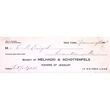 1909 NEW YORK MELHADO & SCHOTTENFELS MAKERS OF JEWELRY BILLHEAD INVOICE Z182 picture