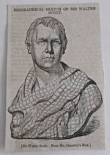 small 1832 magazine engraving ~ SIR WALTER SCOTT picture