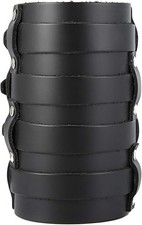 Mens Leather Wide Triple Strap Cuff Wrap Gauntlet Wristband Buckle Fastening picture