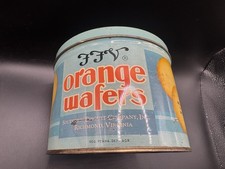 VINTAGE FFV Orange Wafers Cookie Tin Southern Biscuit CO Richmond VA 14 Oz. picture