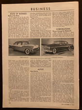 1954 Time Magazine article on New Entries: Ford Fairlane & Chrysler Imperial picture
