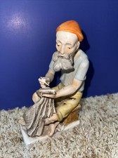 Vintage 7” Porcelain Figurine Fisherman Man Asian Oriental picture
