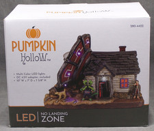 Pumpkin Hollow No Landing Zone Halloween Village Building Multicolor LED NIB picture