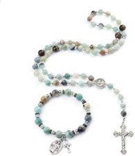 Rosary Beads Catholic, 8Mm Tiger Eye Rosary Necklace with 10Mm Tiger Eye St Bene picture