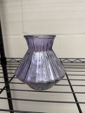 MCM Purple Ribbed Atomic Vase 6” Tall 5.5” Wide picture