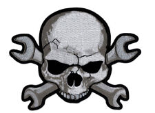 Skull & Wrench Cross Jacket Vest Back Biker MC Patch (XL-10.0 X 8.5 inch) picture