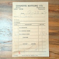 Grapette Bottling Co 1953 Receipt/Invoice Chattanooga TN Soda Advertising picture