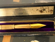 14k Gold Antique Victorian Edward Todd & Co. Mother-of-Pearl Dip Pen Set + Box picture
