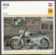 1956 Puch 125 SV (172cc) Austria Bike Motorcycle Photo Spec Info Stat Card picture