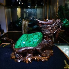 10.12LB Top Natural Malachite Quartz Crystal Healing + Dragon Tortoise Stand picture