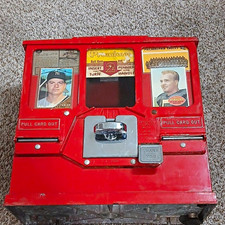 Premiere Vintage 1950s Red Metal Ball Gum and Card Vending Machine Dispenser picture