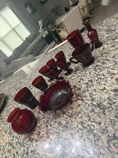 Vintage Ruby Red Glassware Mixed Lot - Avon Cape Cod, Cups, Bowl, Vase  picture