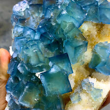 3.64LB  Rare crystal samples of transparent BLUE  cubic fluorite/China picture