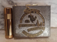 Vntg 1954 Rochester MN Centennial Brass Powder Lipstick Mirrored Double Compact picture