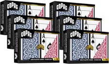 COPAG 1546 100% PLASTIC PLAYING CARDS - POKER SIZE JUMBO INDEX BLUE/RED 6 SETS picture